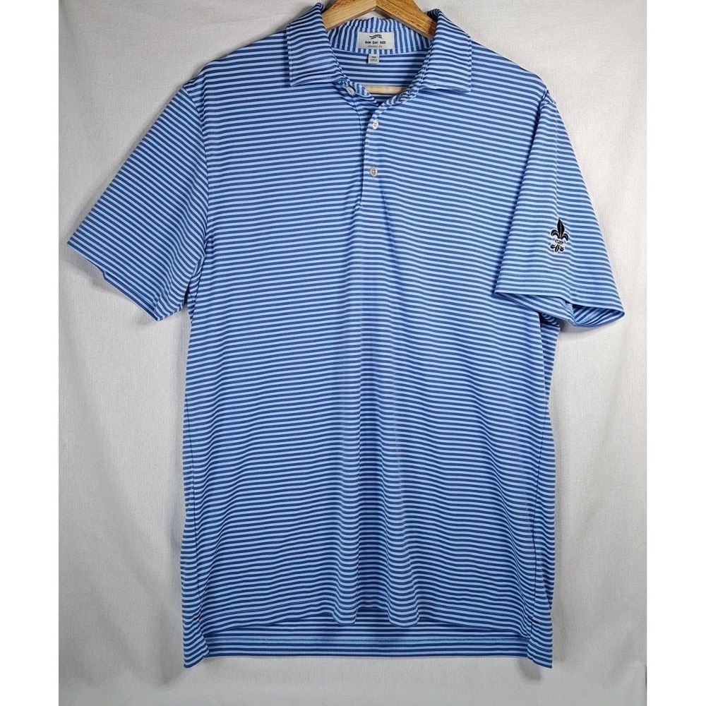Sun Day Red Golf Polo Men's Blue Striped Medium Tiger Woods Short Sleeve Shirt